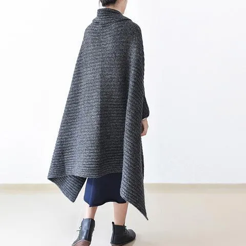 2021 winter gray knit sweater woolen cardigans plus size cape warm coats