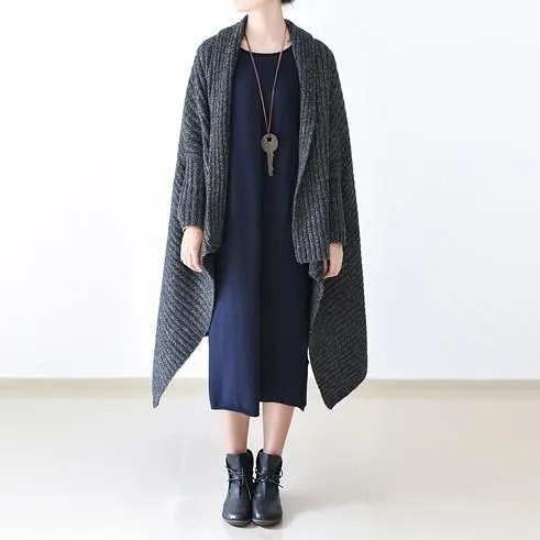 2021 winter gray knit sweater woolen cardigans plus size cape warm coats