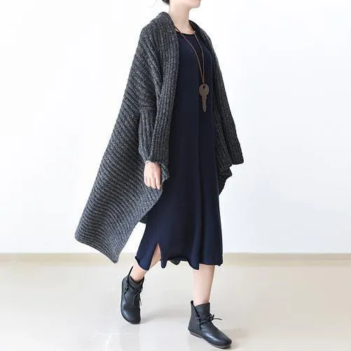 2021 winter gray knit sweater woolen cardigans plus size cape warm coats