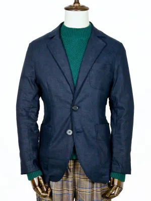 3-Pocket 2-Button Navy Linen Summer Blazer