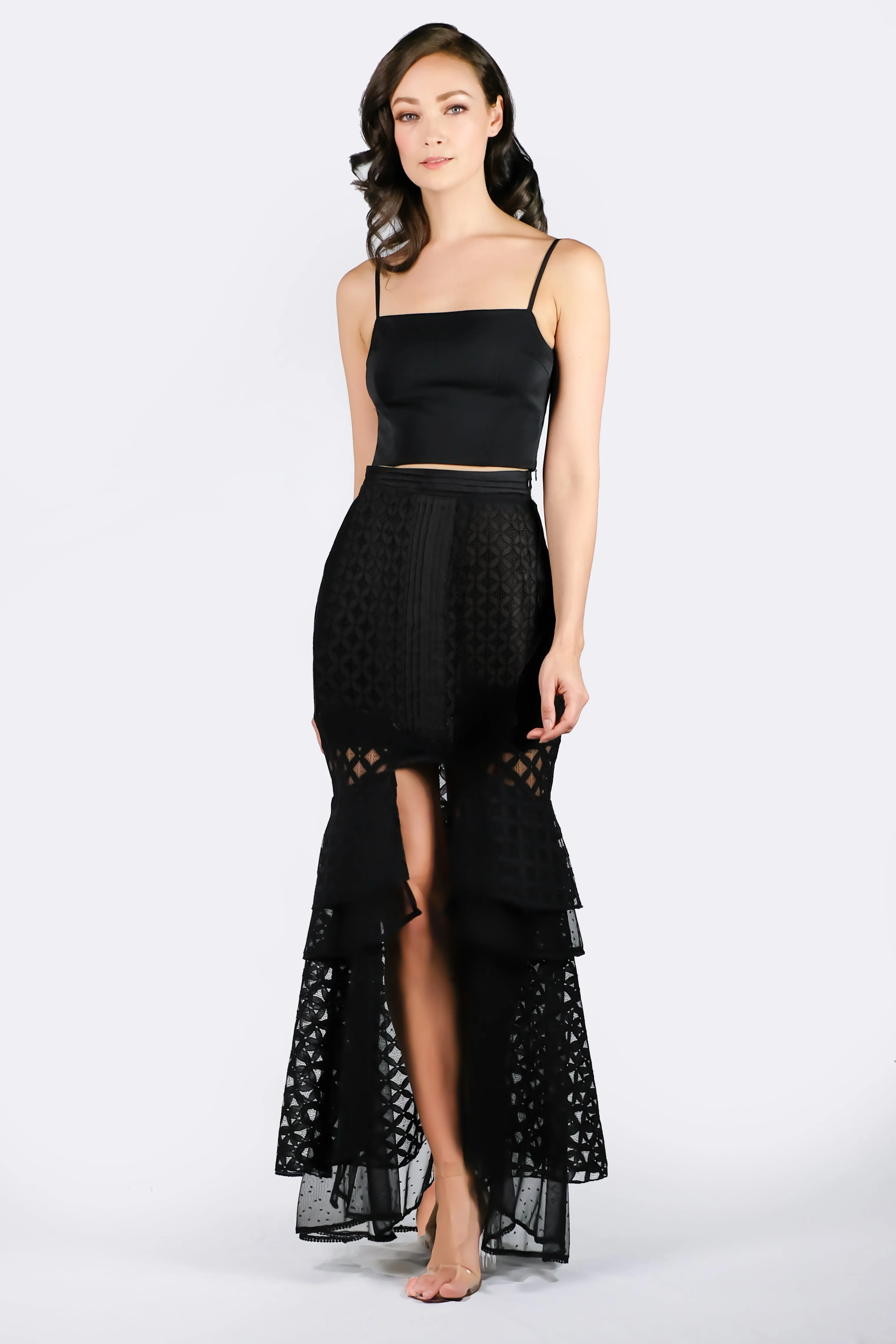 AW'18 Lace Mermaid Maxi Skirt - Black