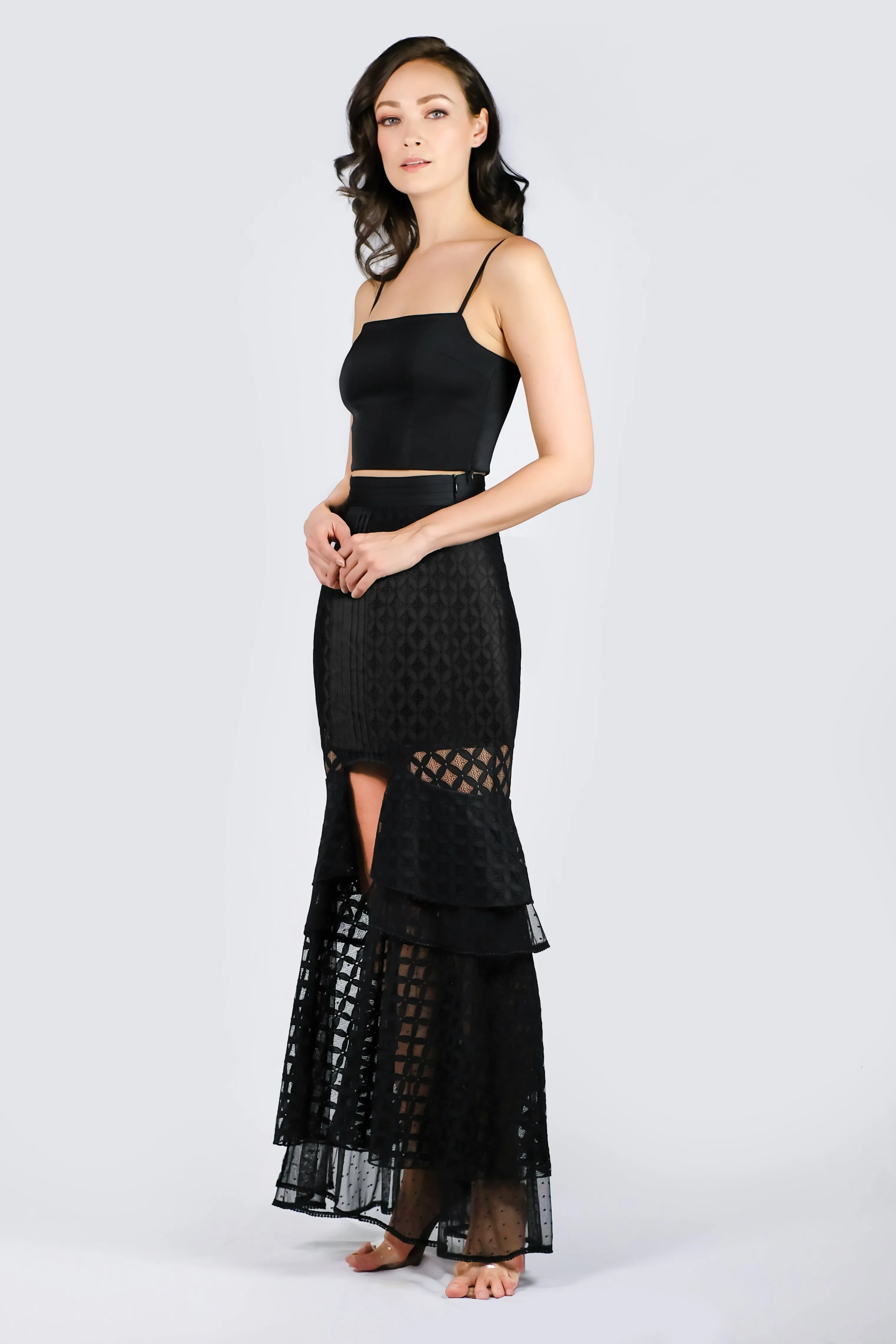 AW'18 Lace Mermaid Maxi Skirt - Black