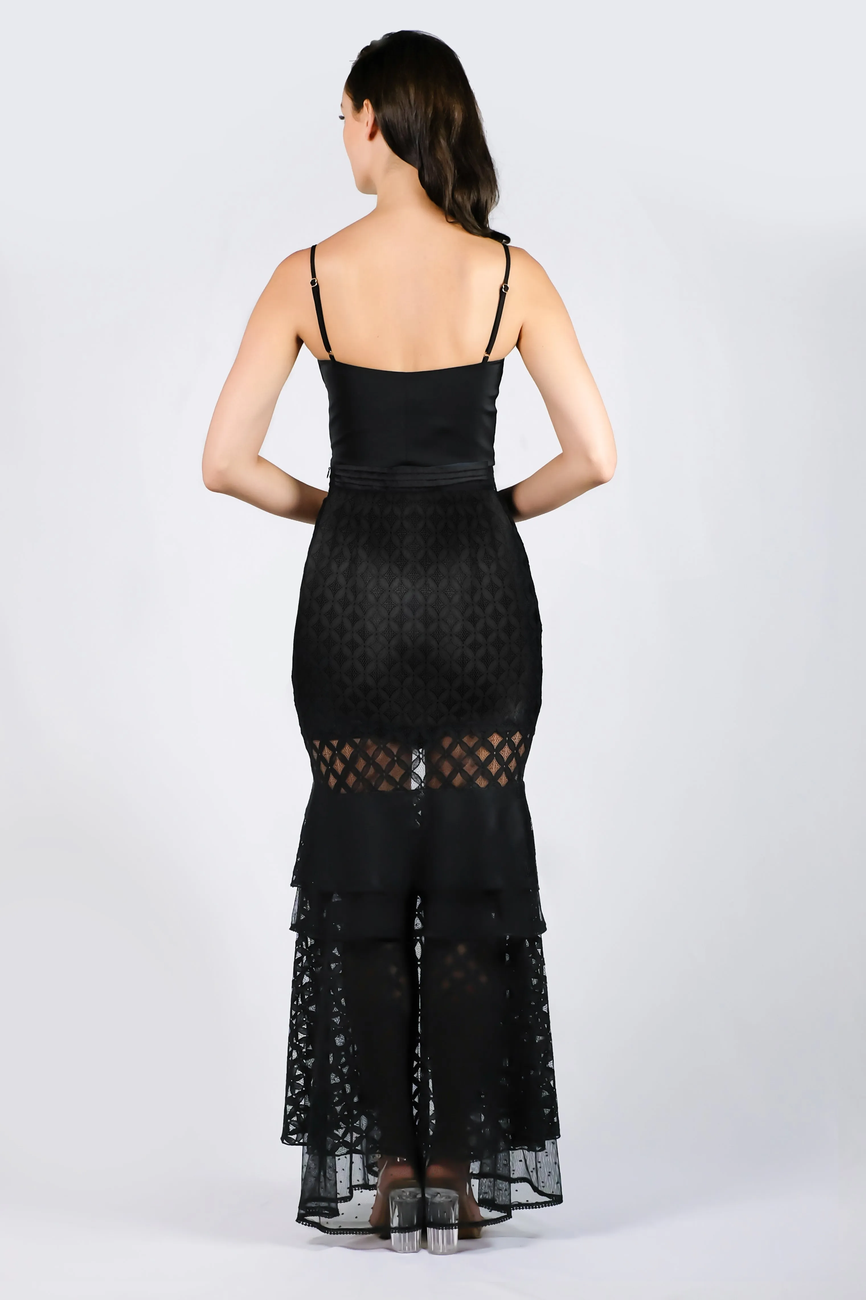 AW'18 Lace Mermaid Maxi Skirt - Black