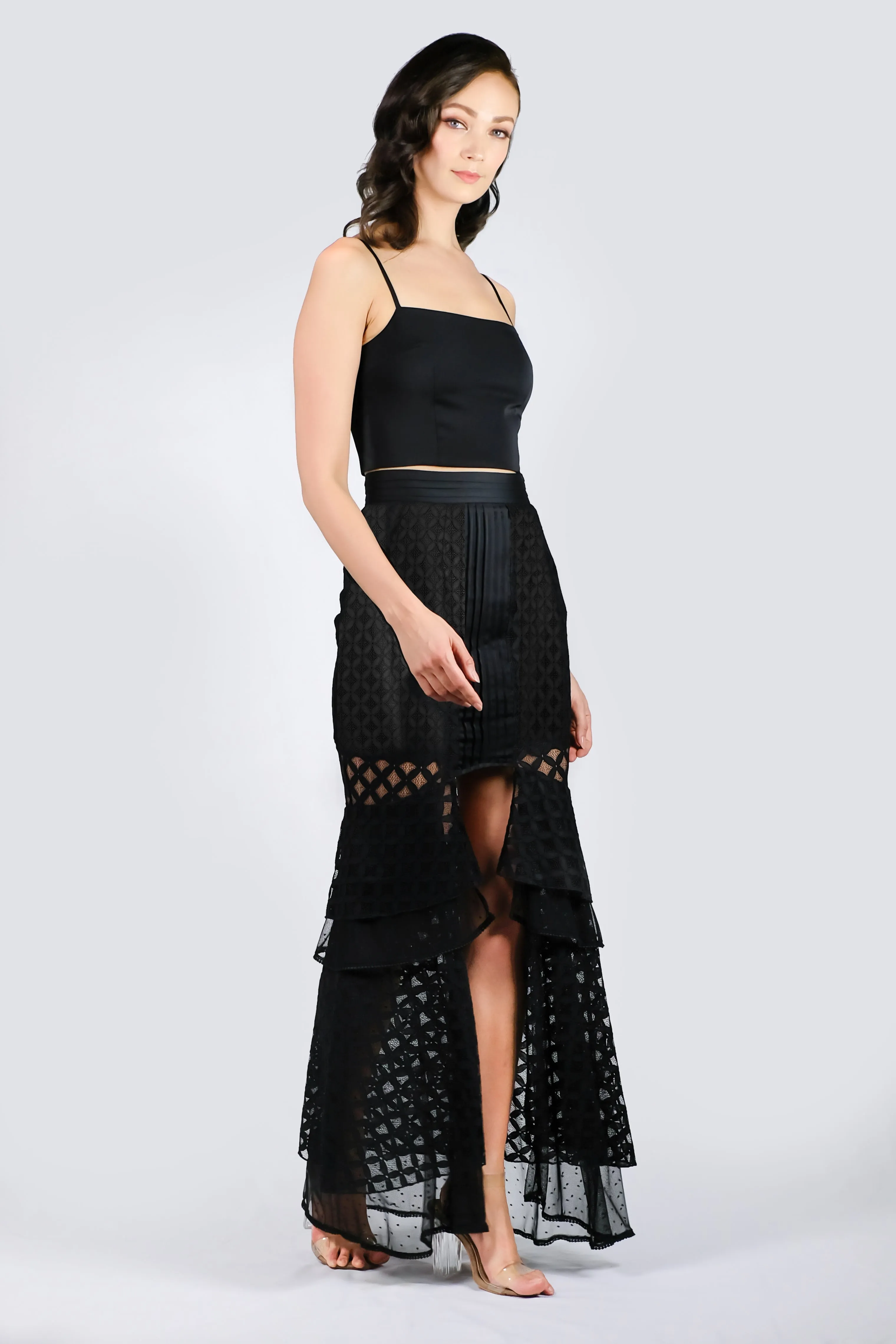 AW'18 Lace Mermaid Maxi Skirt - Black