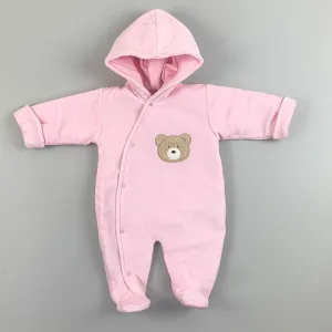 Baby Girl Velour Padded Snowsuit- Pink - Little Nosh