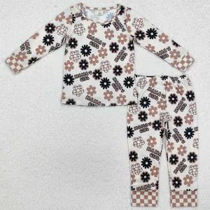 Baby Girls Pajamas Mama's Girl Flowers Bamboo Pajamas Clothes Sets GLP1984