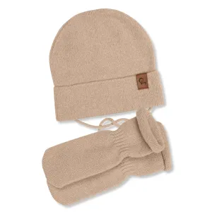 Baby Knit Beanie with Strings & Mittens 2-Piece