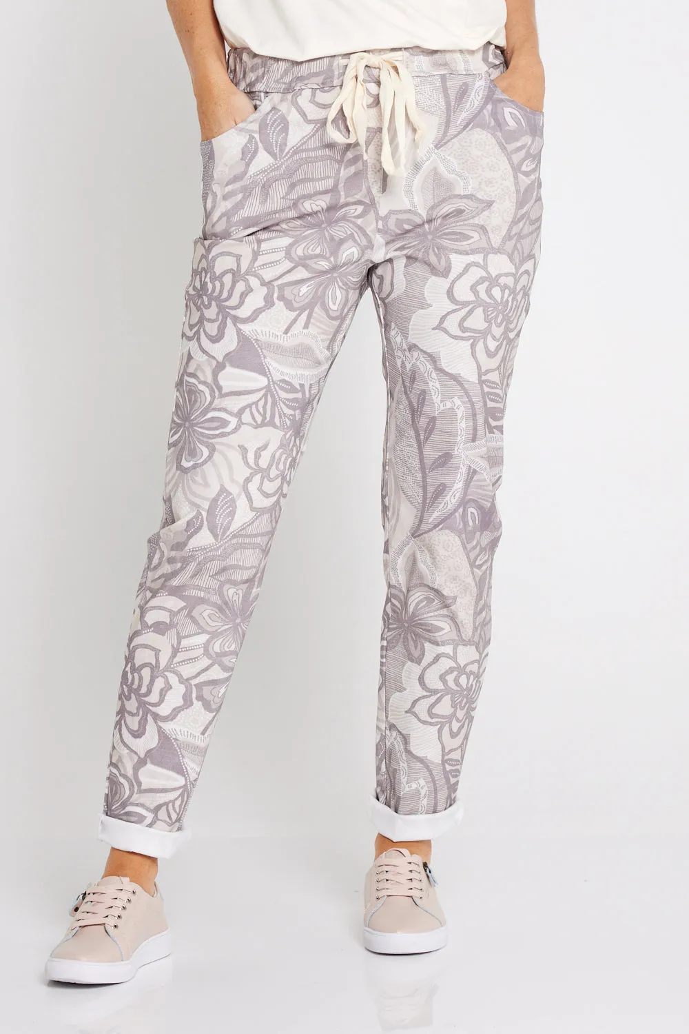 Beth Pants - Taupe Floral