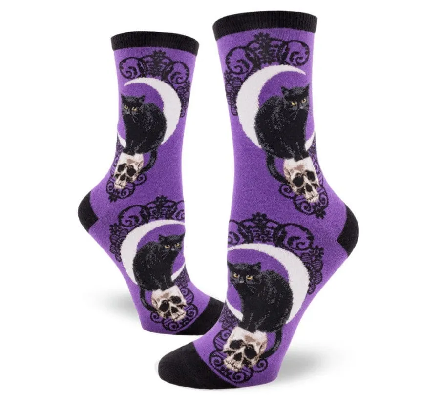 Black Cat Moon Women's Crew Socks