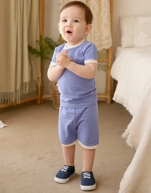 Blue Macaron Short Sleeve Pajamas