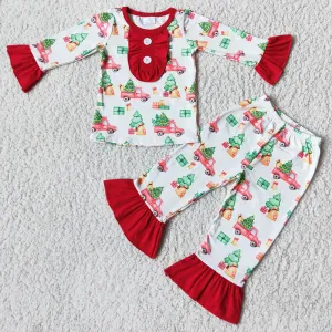 Boutique Kids Sibling Pajamas Set Christmas Tree Print Cute Baby Girls Pajamas Boys Sleepwear Nightwear 6 B3-38