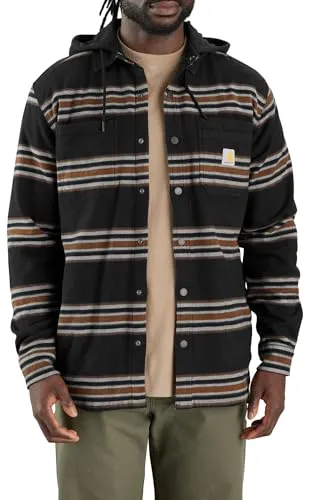 Carhartt 106353 Men's Rugged Flex Relaxed Fit Flannel Fleece Lined Hooded Shirt Jac