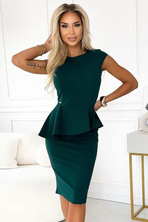 Chic Dark Green Asymmetrical Midi Cocktail Dress