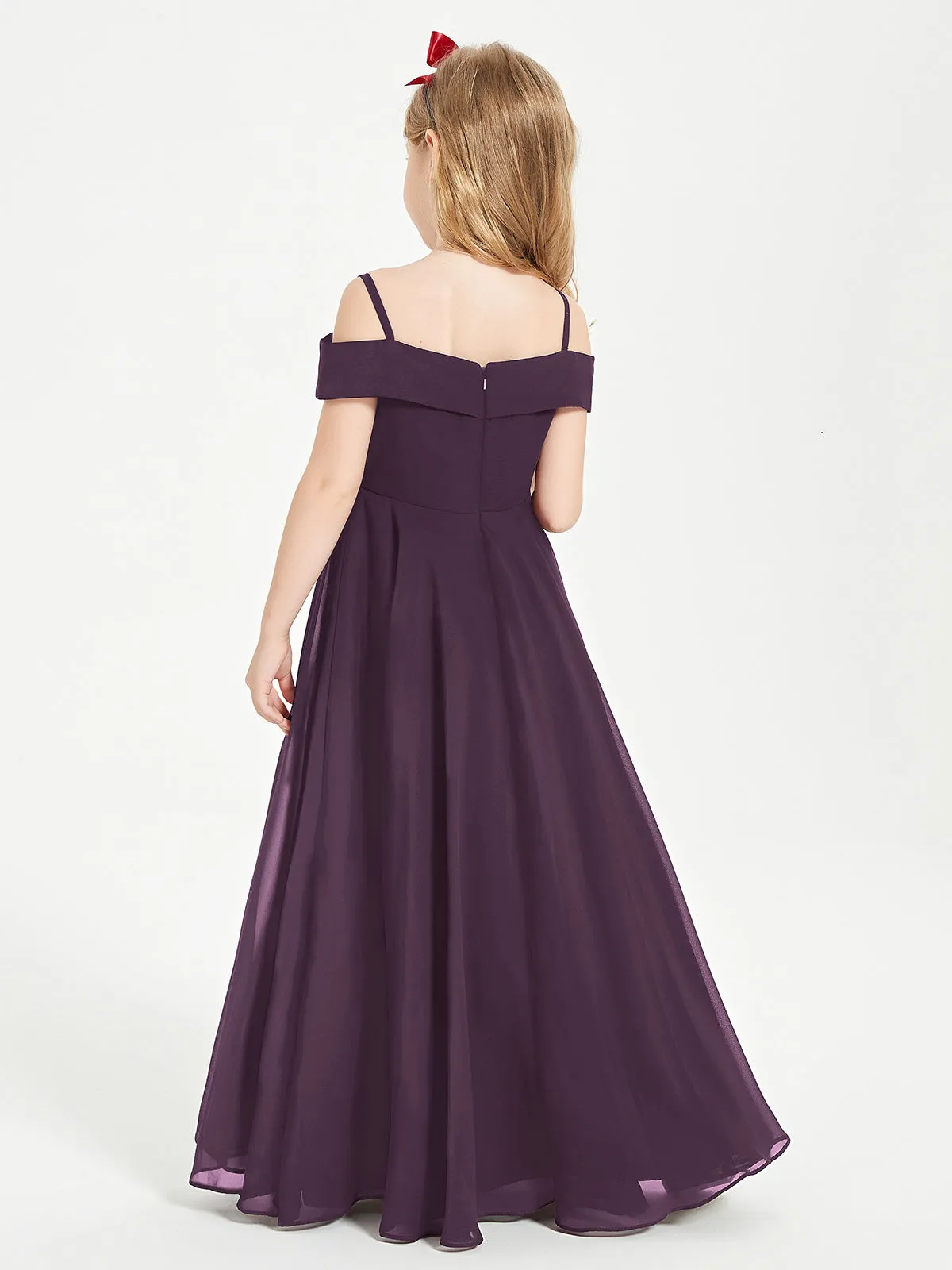 Chic Junior Bridesmaid Dresses Off the Shoulder Plum