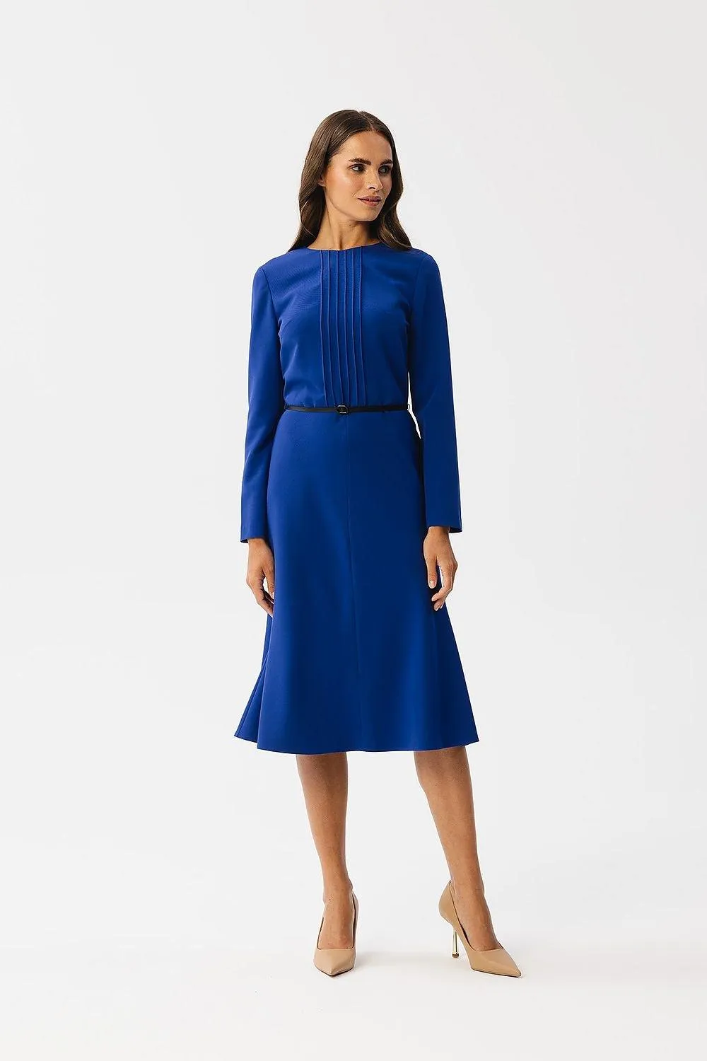 Chic Waist-Defined Midi Dress