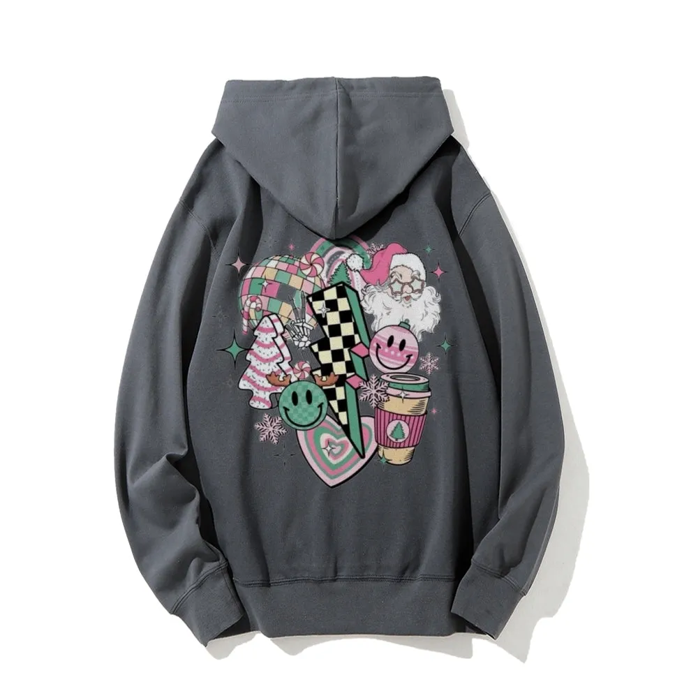 Christmas Festival Graphic Pullover With Kangaroo Pocket Hoodies