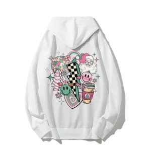 Christmas Festival Graphic Pullover With Kangaroo Pocket Hoodies