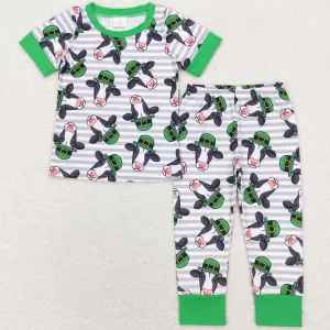 Cow Print Baby Kids Pajamas St. Patrick's Day Boys Sleepwear Sets BSPO0279