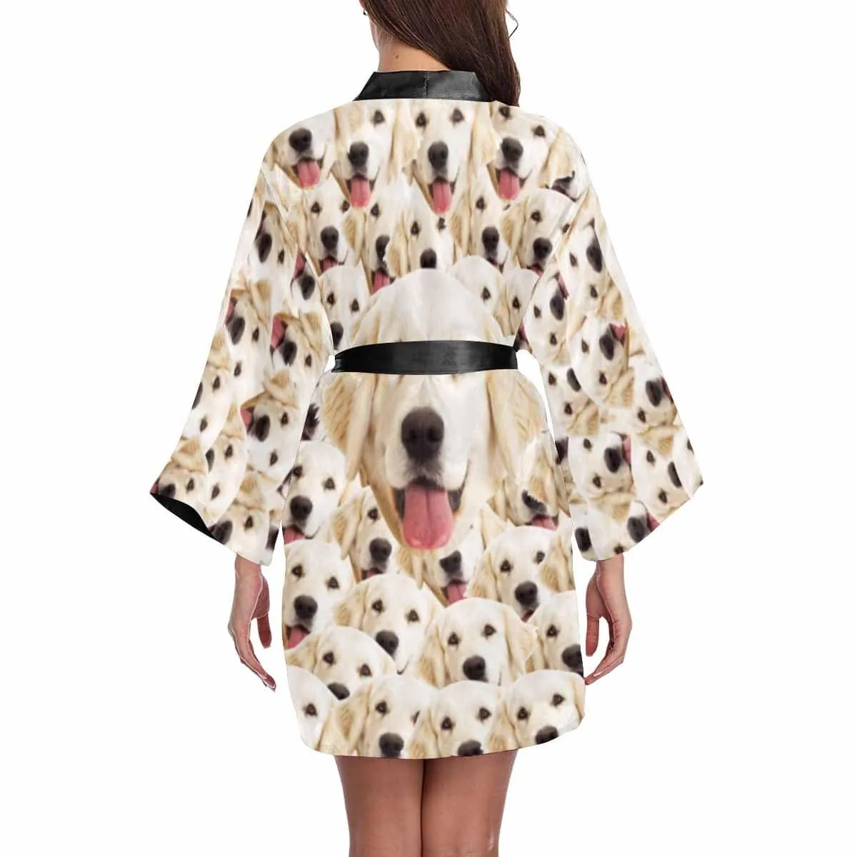 Custom Photo My Pet Women's Summer Short Pajamas Cute Personalized Photo Pajamas Kimono Robe