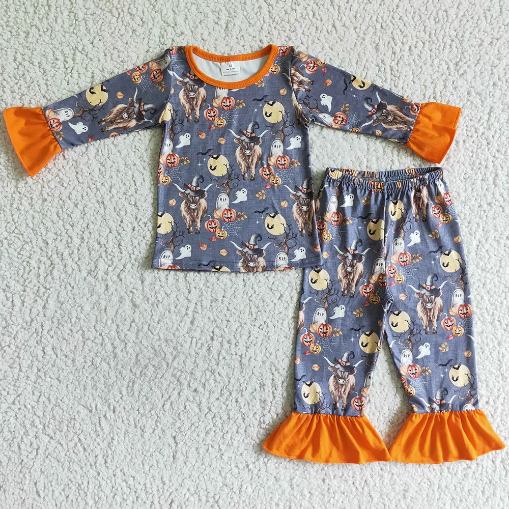 Cute Cow Print Baby Boys Pajamas Halloween Pumpkin Sleepwear BLP0039