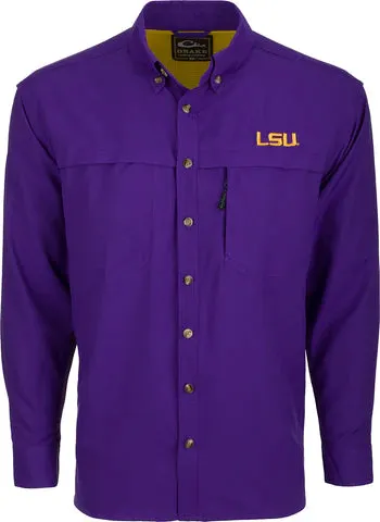 Drake LSU Mesh Back Flyweight Long Sleeve Shirt