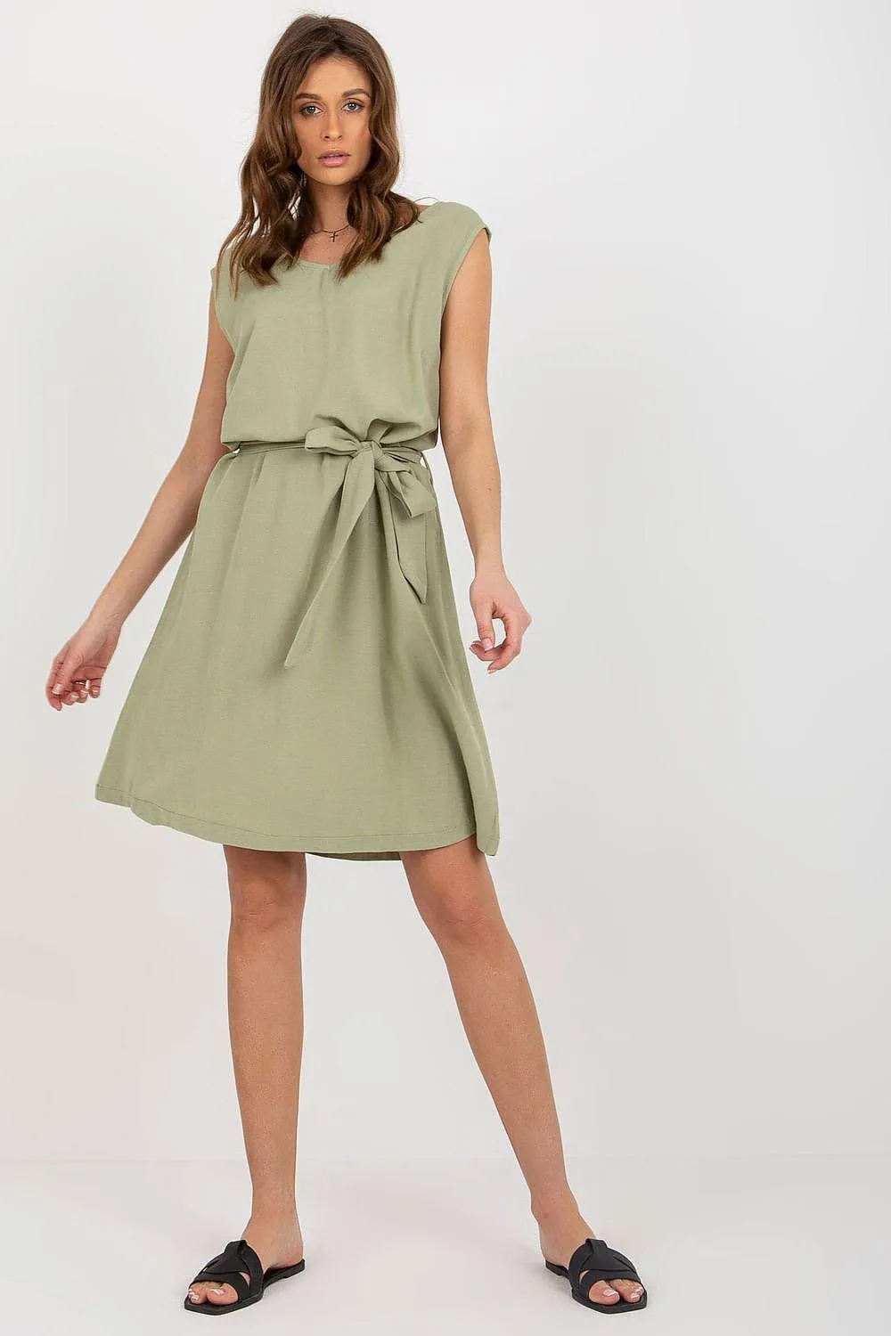 Elegant Heart-Neckline Belted Summer Dress