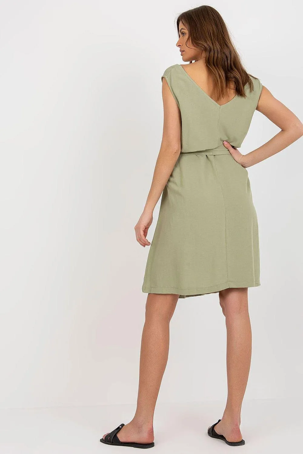 Elegant Heart-Neckline Belted Summer Dress