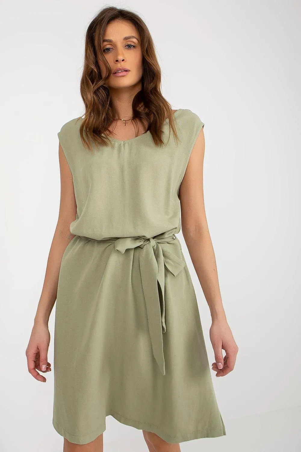 Elegant Heart-Neckline Belted Summer Dress