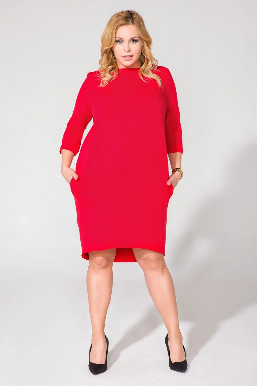 Elegant Knit Daydress with Convenient Hip Pockets - Tessita Collection