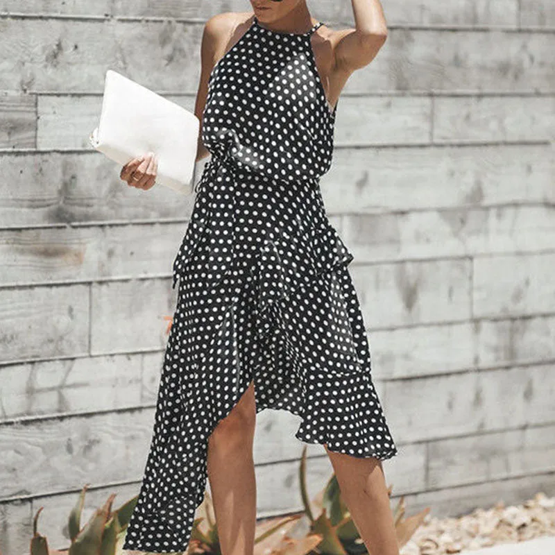 Fashion Polka Dot Irregular Dress