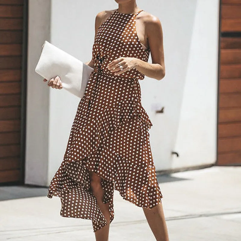 Fashion Polka Dot Irregular Dress