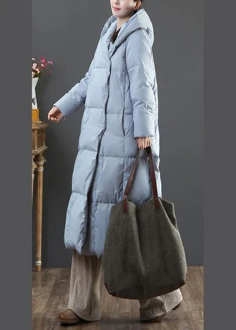 Fine plus size winter jacket coats blue hooded pockets warm coat