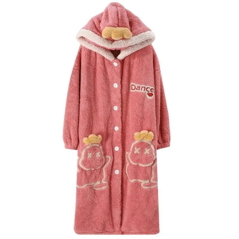 Fluffy Oversized Button Up Hooded Robe