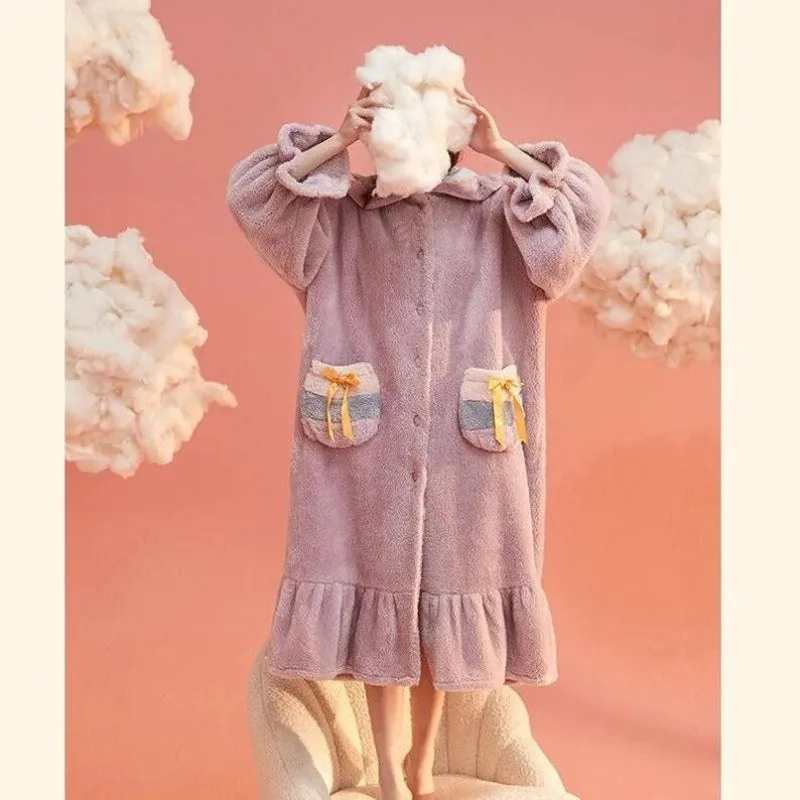 Fluffy Oversized Button Up Hooded Robe