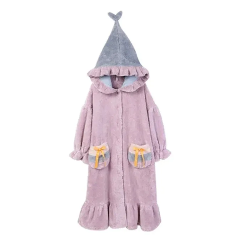 Fluffy Oversized Button Up Hooded Robe