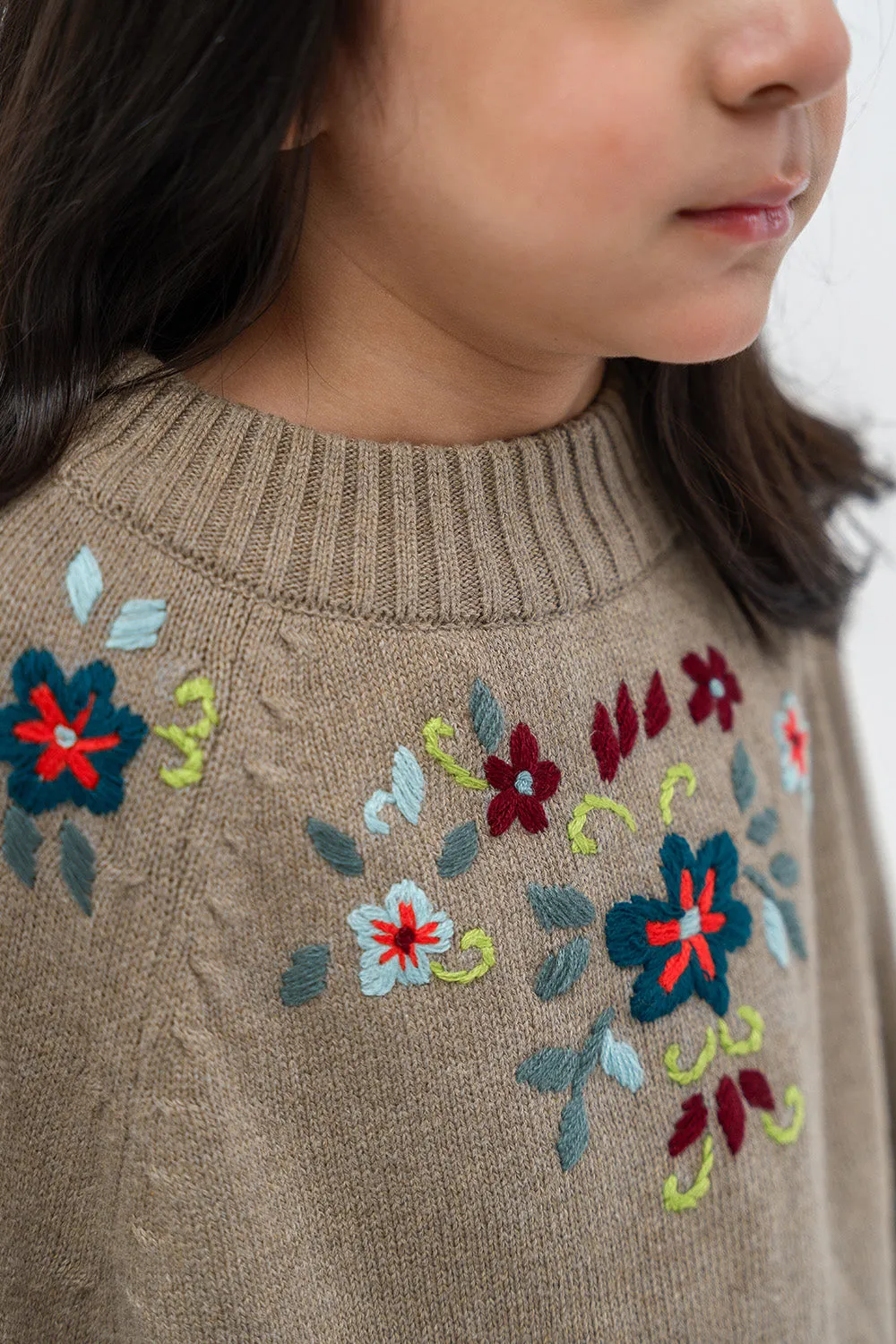 Girls Poncho With Embroidery