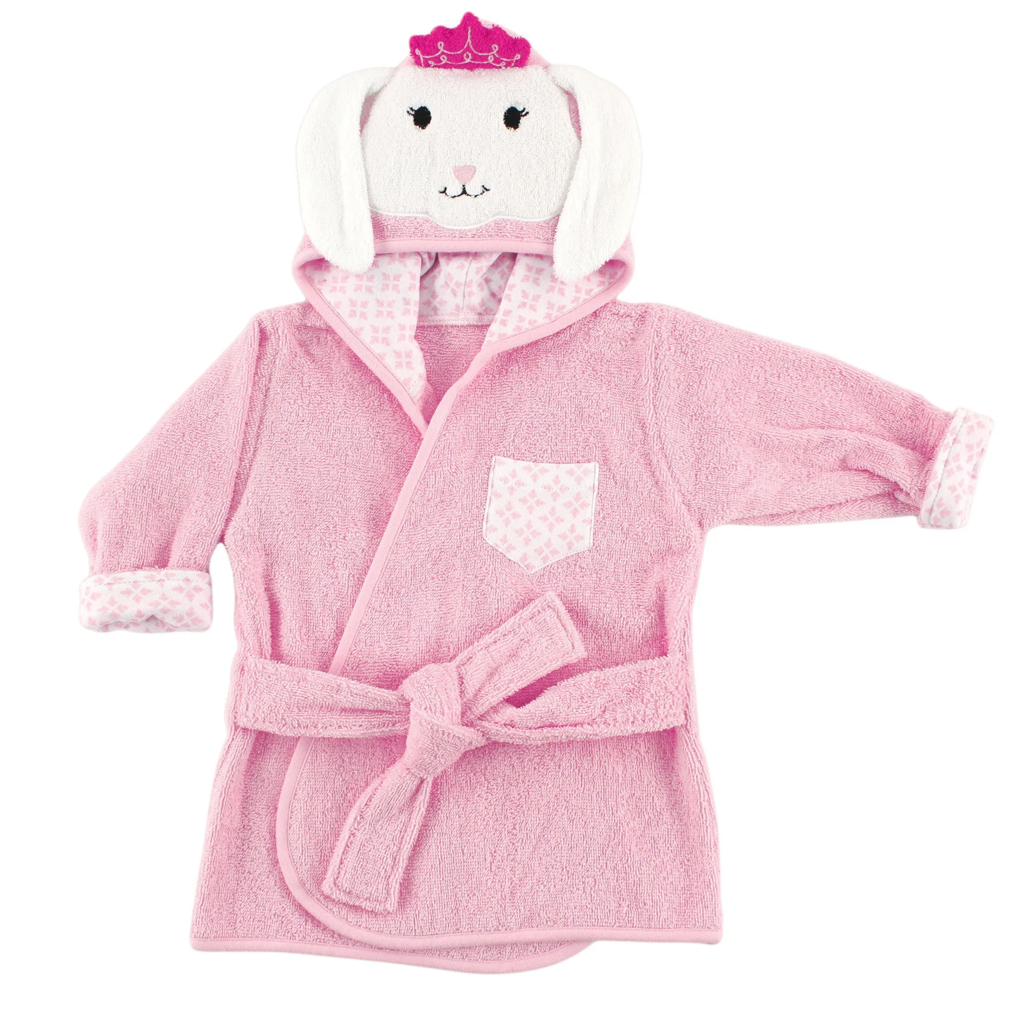 Hudson Baby Cotton Animal Face Bathrobe, Princess Bunny