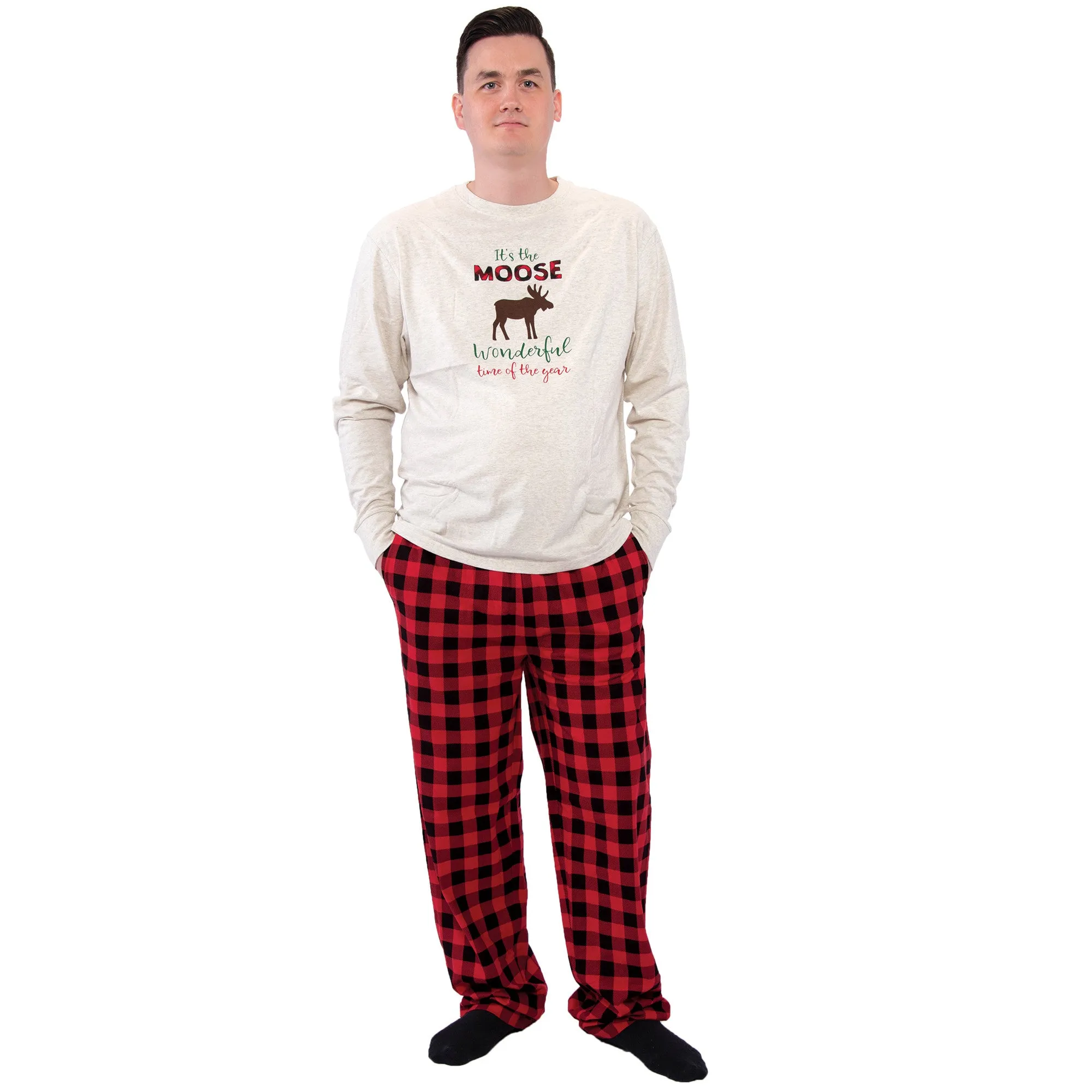 Hudson Baby Holiday Pajamas, Moose Wonderful Time Men