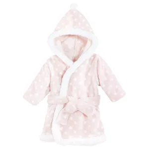 Hudson Baby Plush Animal Face Bathrobe, Pink Polka Dot