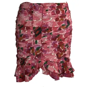 Isabel Marant Pink Print Silk Mix Mini Skirt XS