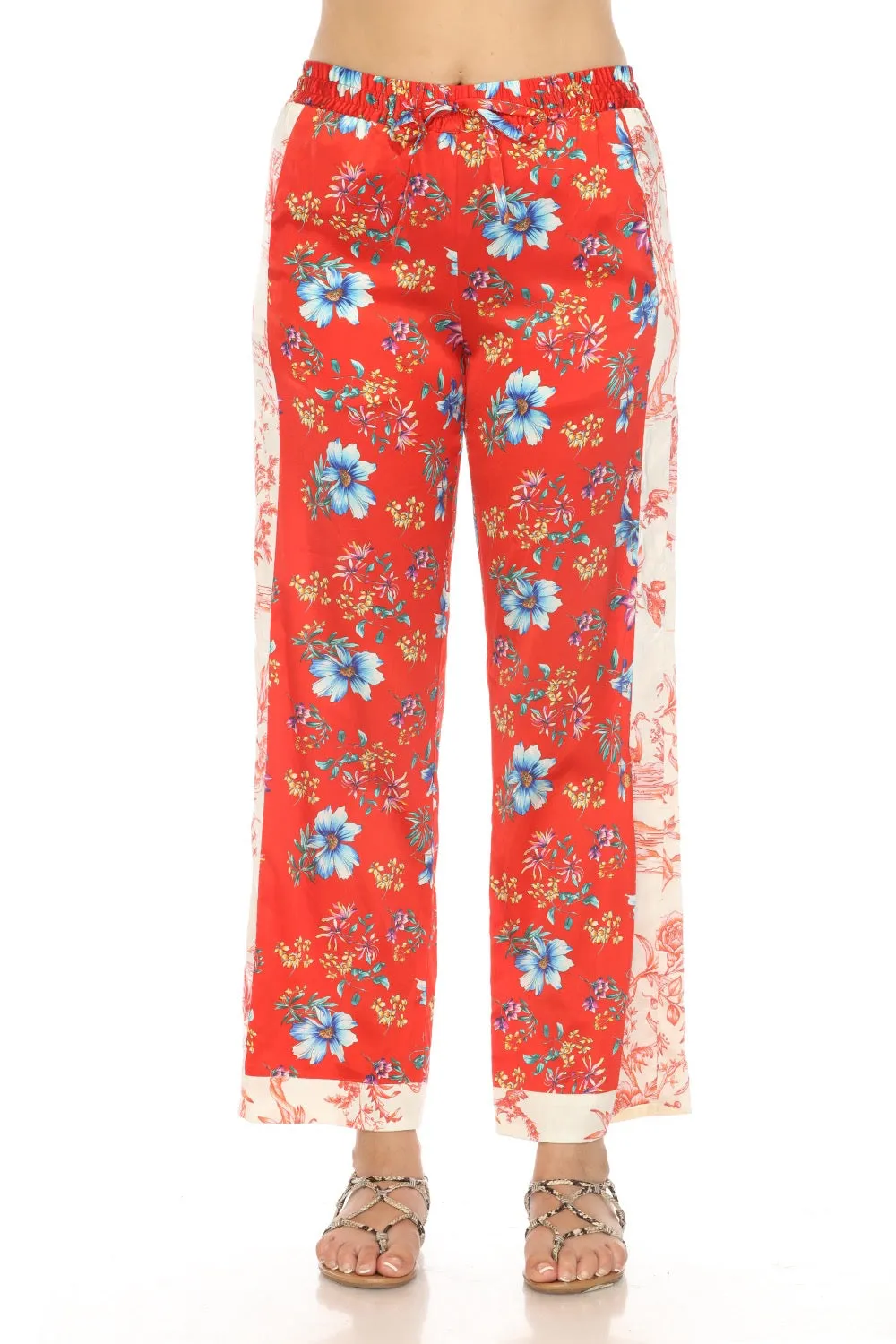 Johnny Was Tanila Lux Floral Silk Pants C63424A3 Boho Chic