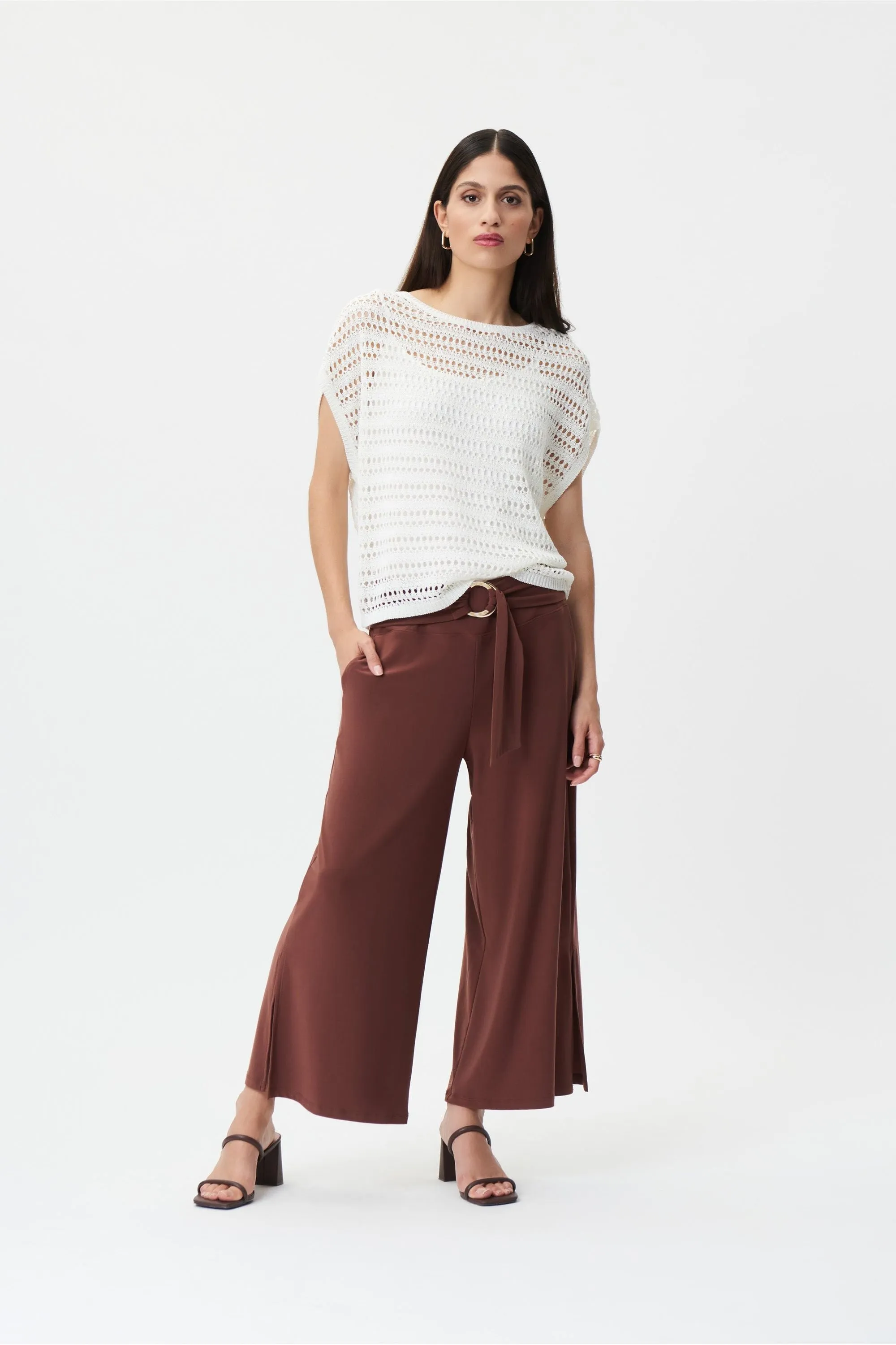 Joseph Ribkoff Crop Pant with Ring Belt - Style 232252