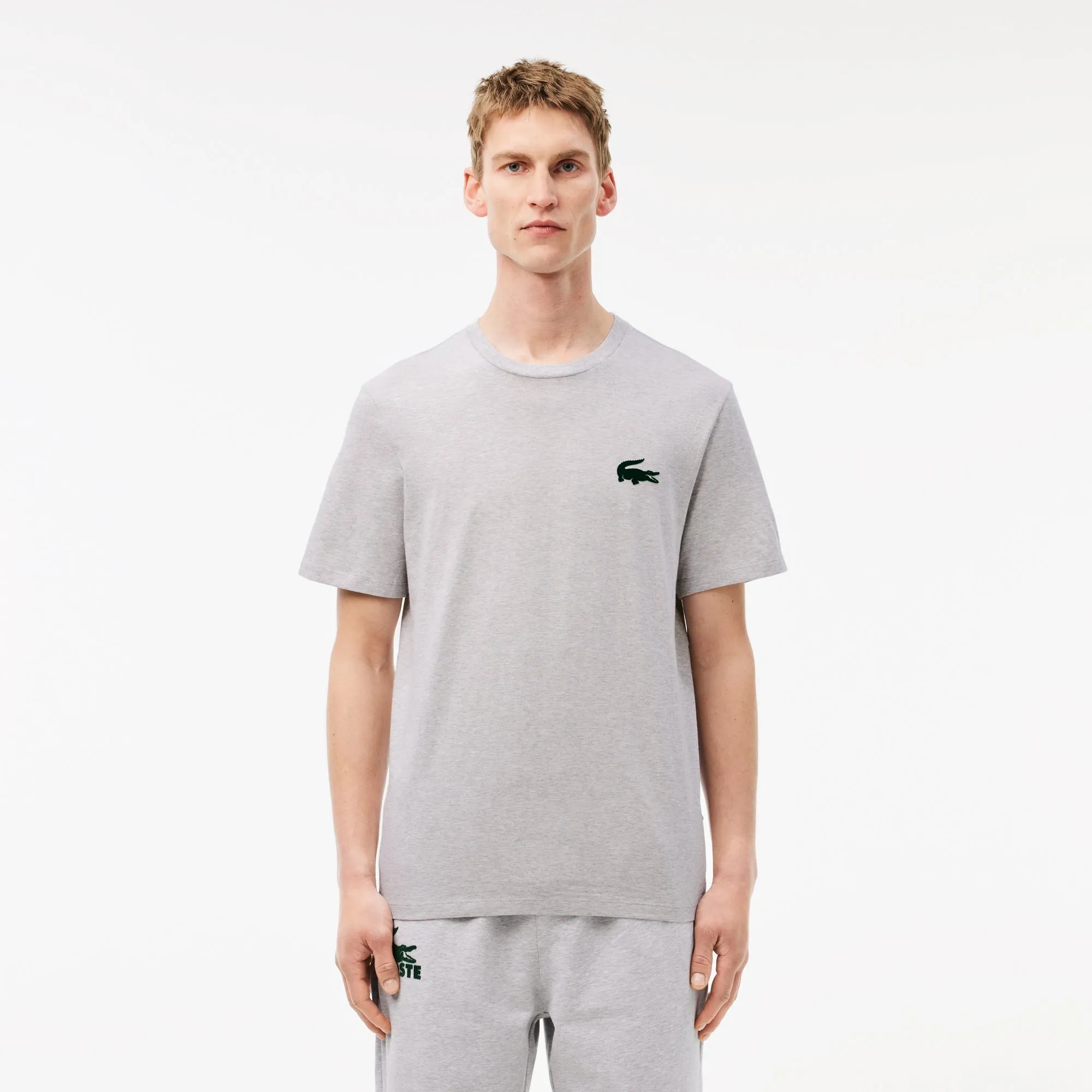 Lacoste Men's Loungewear T-Shirt - Silver Chine/Green