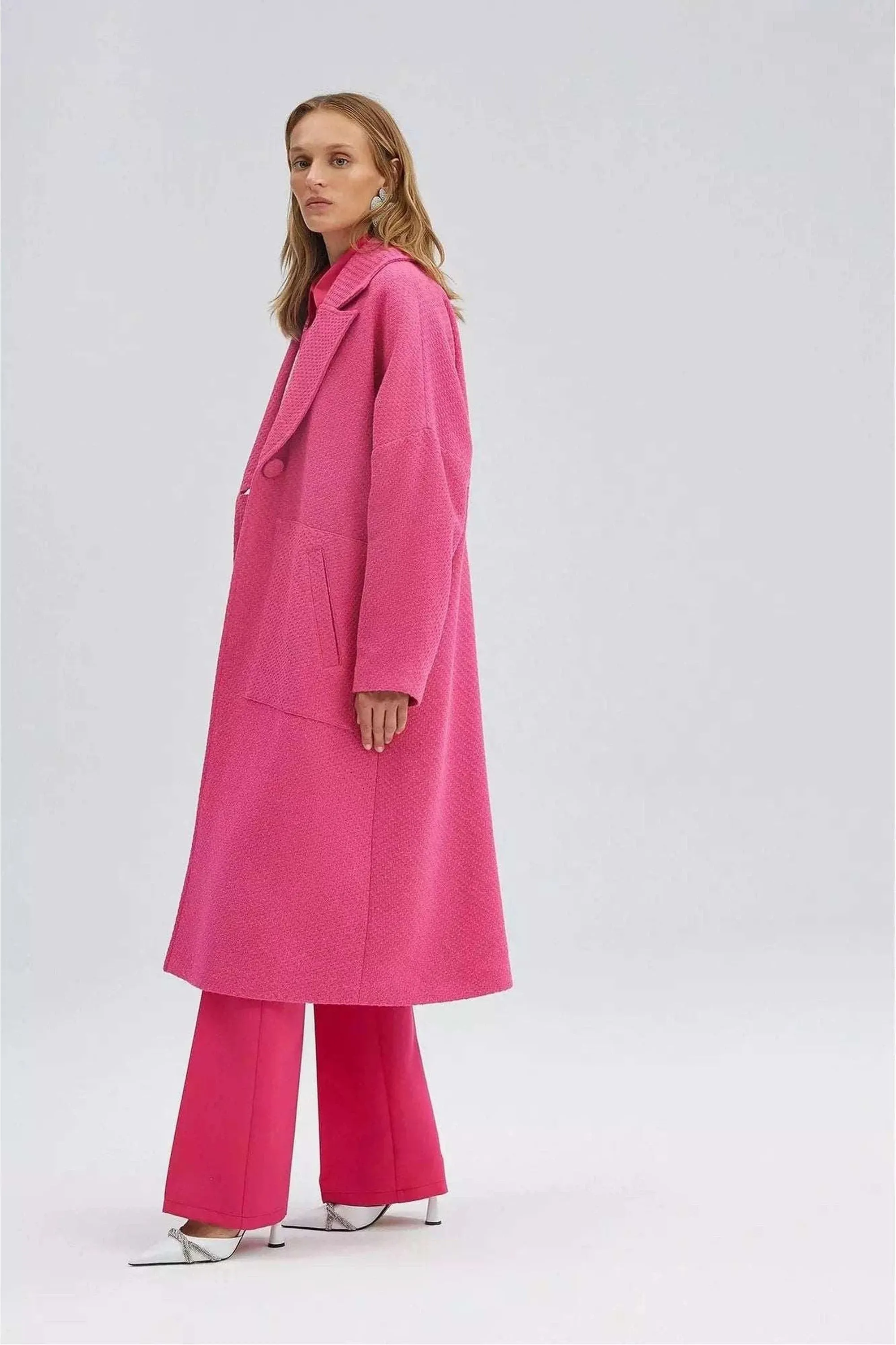 Ladies Nina Tweeted Coat in Pink