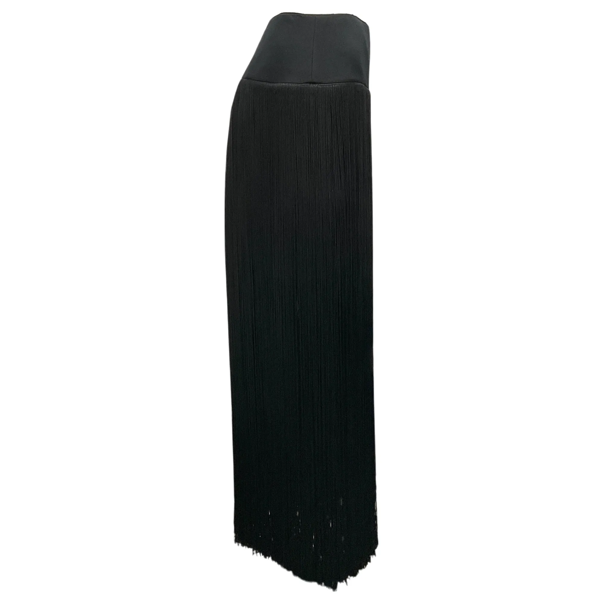 Lafayette 148 New York Black Fringed Silk Maxi Skirt