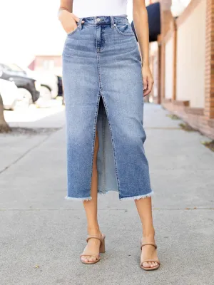 Liverpool 5 Pocket Denim Maxi Skirt