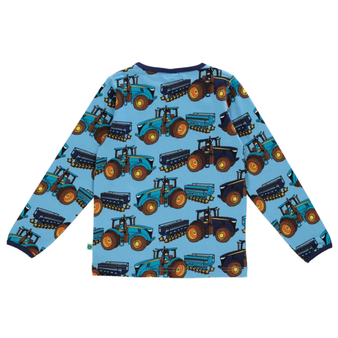 Long-sleeved top with tractors