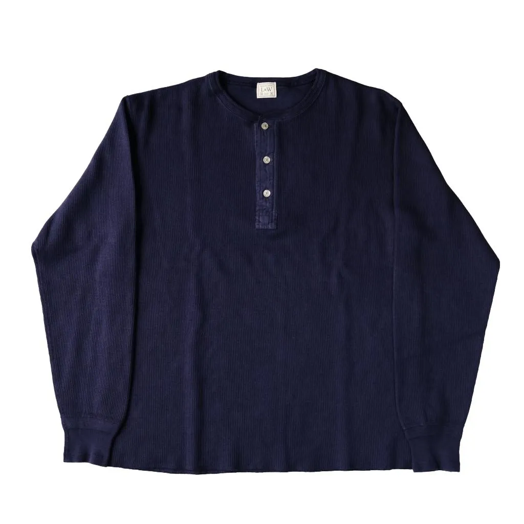 Loop & Weft Classic Royal Rib Knit Thermal Henley (Navy)