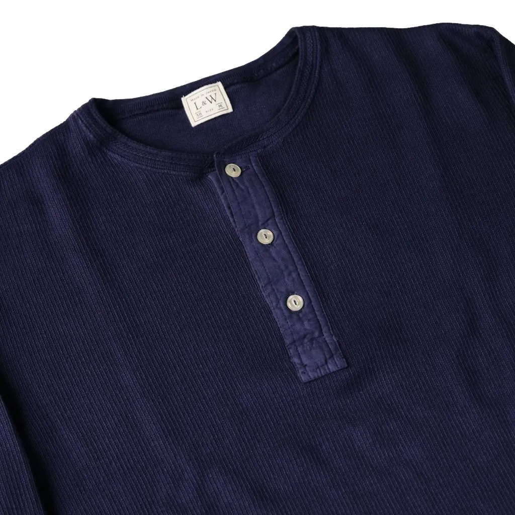 Loop & Weft Classic Royal Rib Knit Thermal Henley (Navy)