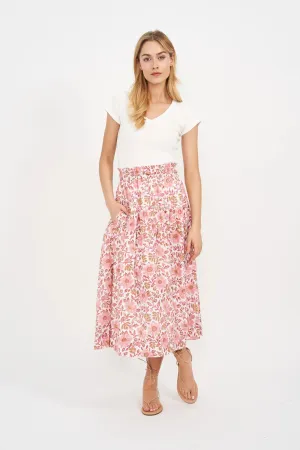 Louisa Midi Skirt - Shell Orsay Floral Print